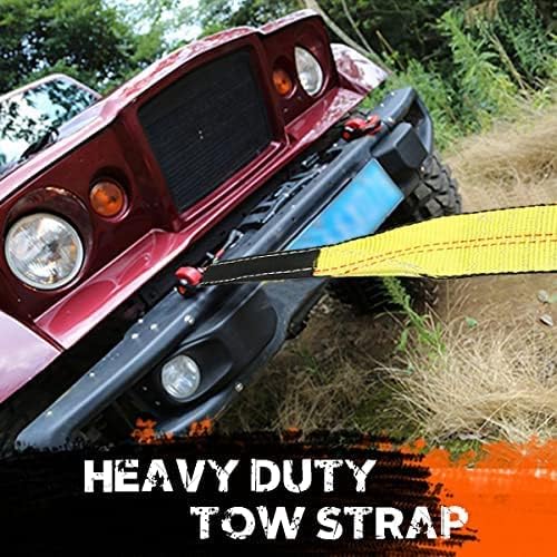 Tow Strap Heavy Duty 2" x 20 Ft,20,000 lbs Break Strength Reinforced Tree Saver Straps,Use for Emergency Towing Rope,Vehicles,Boats,Jet Ski,4x4 Off Road Tow Truck Camper Accessories Travel Essentials
