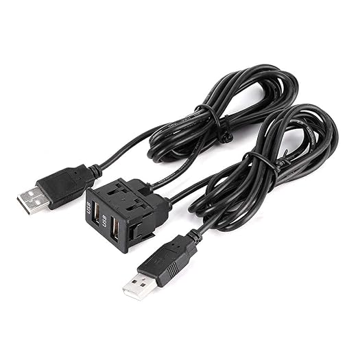 Dashboard Cable Adapter,1.5m USB Panel Extension Cable 2 Port Car Mount Flush Cord for Truck Boat
