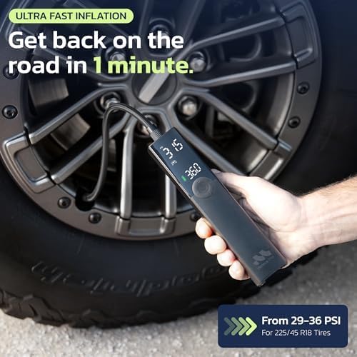 Premium Tire Inflator Portable Air Compressor, 2X Faster, 150PSI Air Pump for Car Tires, Tire Pump, with 12V DC Cord for Trucks & Off-Road Tires, Auto Shut-Off（Ventus pro + case）