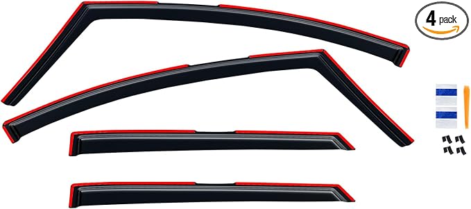in-Channel Rain Guards for Chevy Bolt EV 2017-2023, Window Visor Shields Vent Deflector Shade Wind Dark Smoke 2018 2019 2020 2021 2022 17 18 19 20 21 22 23, Tape-On Inside-Mount, 4PCS