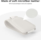 Sunglass Holder for Car Visor, White, 2 Packs | Suede Cloth, Magnetic, Organizer for Car Accessories