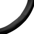 Perforated Microfiber Leather Steering Wheel Cover for Cars Trucks SUVs Vans, Sporty Racing Improved Grip Anti-Fatigue Ergonomic Design, Airbag Compatible - Fits Standard 15" Inch - Black