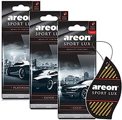 Sport Lux SILVER - Hanging Cardboard Air Freshener for Car, Home & Office - Premium Cologne Perfume with Natural Fragrances - Long Lasting, Fresh, Luxurious Scent - Stylish Design - Pack of 3