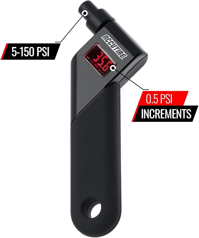 MS-4021B Digital Tire Pressure Gauge with 4 Valve Caps, 5-150psi (psi, bar, kPa, kg/cm2)