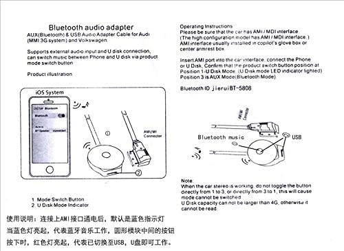 Bluetooth USB Audio Adapter for Mercedes Benz, Wireless AMI Music Interface Adapter Cable