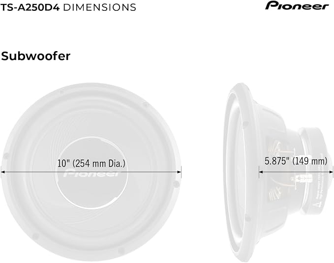 A-Series TS-A250D4 10” Subwoofer – 1300W Max, Flexible Wiring, Powerful Bass Output