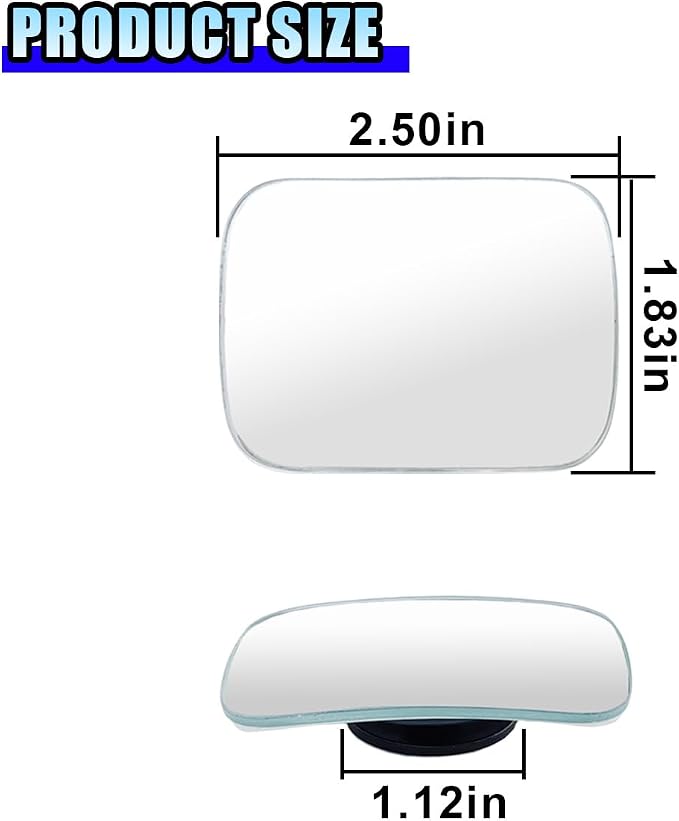 2PCS Blind Spot Car Mirror, HD Glass Rotate Adjustable Car Side Mirror, Rectangular Frameless Wide-angle Blind Spot Mirror, Universal Convex Rear View Mirror for Car, SUV, Truck (Rectangular)