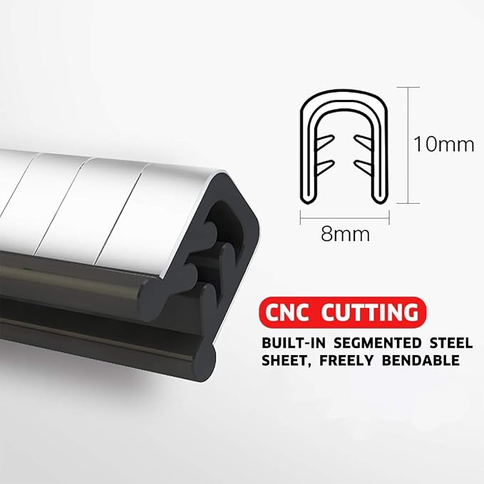 13Ft(4M) Car Door Edge Guards - U Shape Edge Trim Rubber Seal Protector - Anti-Collision Clips Fit Most Cars