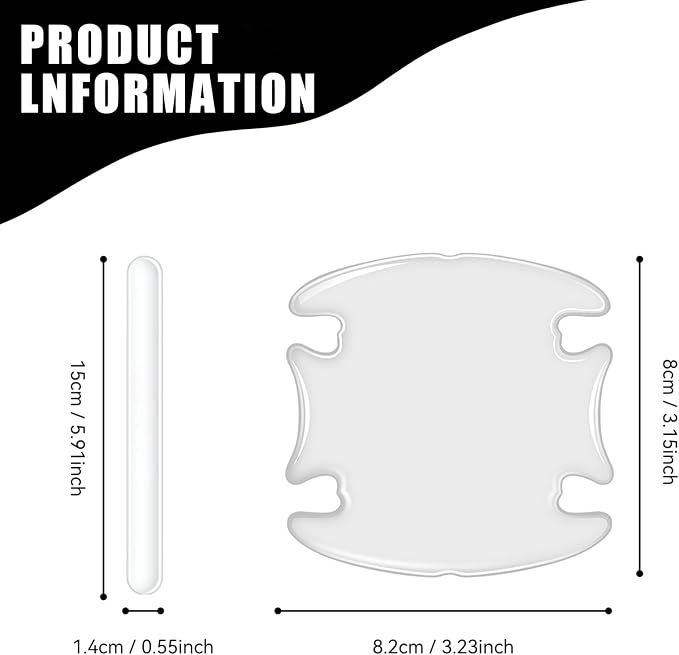14 PCS Car Door Handle Scratch Protector, Transparent Car Door Cup Rear View Mirror Protector, Waterproof Bumper Trim Guard Sticker, Universal Auto Exterior Accessories Protection Film