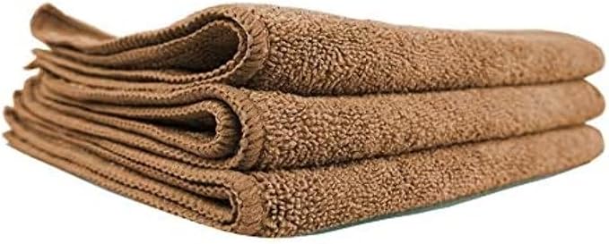 MIC34403 Workhorse Professional Microfiber Towel, Tan (Safe for Car Wash, Home Cleaning & Pet Drying Cloths) 16" x 16", Pack of 3