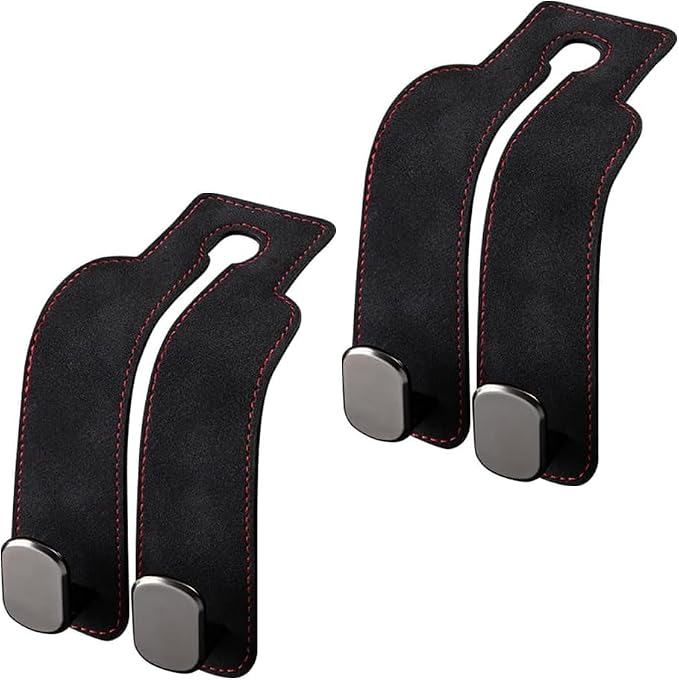 2026 New Car Seat Headrest Hooks for Purses and Bags - Support Car Headrest Hooks for Purses and Bags Coat, Leather Car Bag Purse Holder with Double Hooks (Black-2PC)
