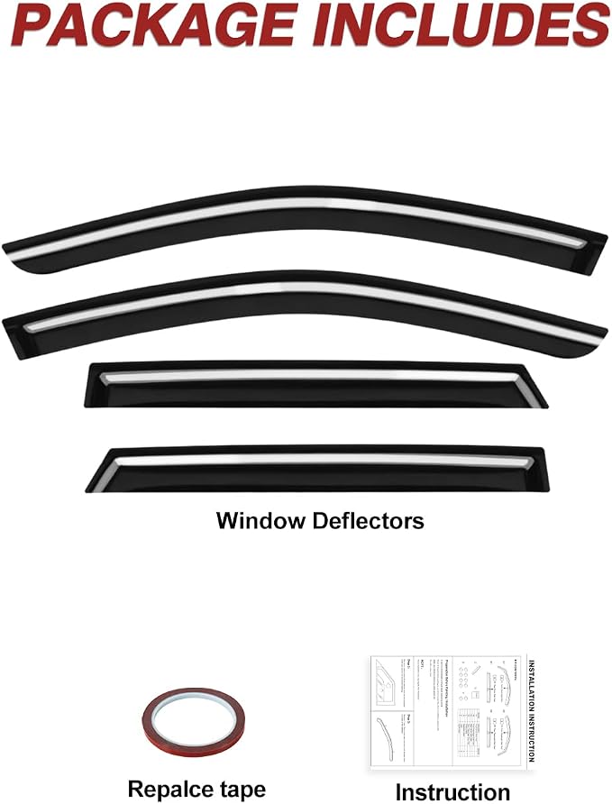 Outside-Mount Window Rain Guards Fit for Subaru Outback 2015 2016 2017 2018 2019, Extra Durable Window Visors Wind Deflector Dark Smoke Vent Shades Car Tape-on 4-pcs with Thicker