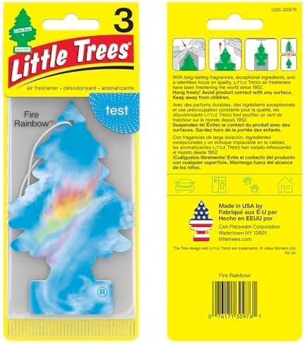 Car Air Freshener | Hanging Tree Provides Long Lasting Scent for Auto and Home | 24 Air Fresheners |Fire Rainbow