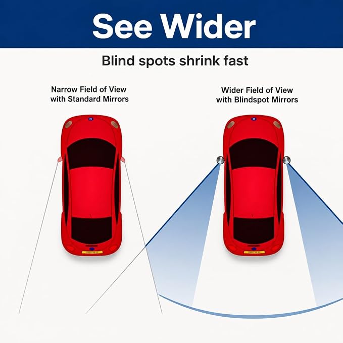 6-Pack Convex Blind Spot Mirrors 2 Inch Wide Angle Adhesive Car Side Rear View Mirror for Enhanced Safety