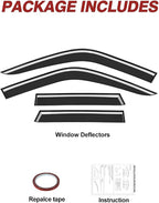 Outside-Mount Window Rain Guards Fit for 2021-2026 Ford Bronco Sport, Extra Durable Window Visors Wind Deflector Dark Smoke Vent Shades Car Tape-on with Thicker