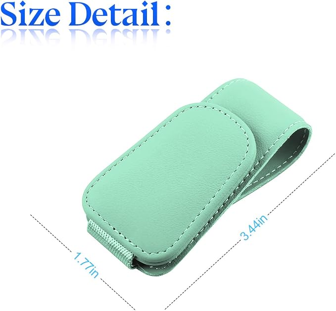 Sunglasses Holder for Car Sun Visor, Vehicle Magnetic Leather Eyeglass Hanger, Sun Glasses Mount Clip on Visors, Ticket Card Cash Organizer, Auto Interior Accessories (Light Green, 1 PCS)