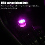 Car Interior Atmosphere Lamp, Plug-In USB Interface LED Vehicle Ambient Lighting Kit, Portable Mini Automotive Night Light Decoration Accessories, Universal for SUV, Sedan, Truck (Pink/Purple)