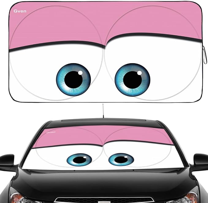 Windshield Sun Shade Car Sun Shade 2025 Pink Car Accessories for Women Shades for Front Window Girly Windshield Cover Sunshades for Summer Heat Portection(Pink, L)