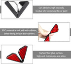 2 PCS Car Door Corner Protector Edge Guards, Real Carbon Fiber Anti-Collision Car Door Edge Protector, Self-Adhesive Decorative Auto Corner Protect, Vehicle Exterior Accessories (Red)
