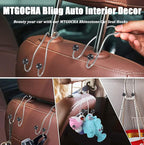 Bling Purse Hook for Car Headrest, Upgraded Cute Car Seat Hooks for Bag Handbag, Durable Stainless Auto Purse Hanger Holder 2 Pack, Black