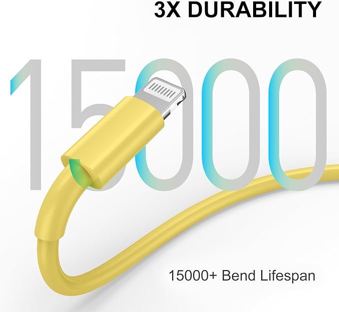 Car iPhone Carplay Cable, Car Charger Cord, USB A to Lightning Cable Fast Charging & Data Transfer for iPhone 14/13/12/11 Pro Max XR XS X 8 7 6 Plus SE Tangle-Free,3ft Yellow