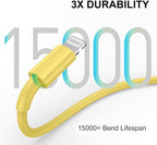 Car iPhone Carplay Cable, Car Charger Cord, USB A to Lightning Cable Fast Charging & Data Transfer for iPhone 14/13/12/11 Pro Max XR XS X 8 7 6 Plus SE Tangle-Free,3ft Yellow