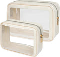 Clear Makeup Bag - TSA Approved Toiletry Bag for Carry-on & Checked Luggage, Water Resistant Car Storage Organizer with Reinforced Seams