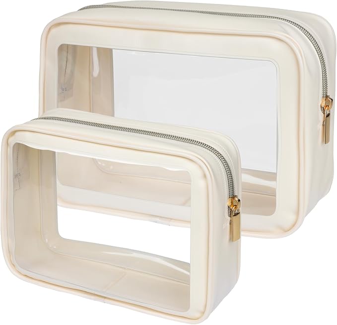 Clear Makeup Bag - TSA Approved Toiletry Bag for Carry-on & Checked Luggage, Water Resistant Car Storage Organizer with Reinforced Seams