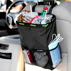 Fekey&JF Hanging Car Trash Can with Storage Pockets, Waterproof Leakproof Oxford Auto Garbage Bag, Multi-Use Organizer for Outdoor Traveling, Foldable Trash Bin for Truck, SUV, Home, Office (Blue)