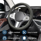 Car Steering Wheel Cover, Steering Wheel Accessories, Universal 15 Inch Microfiber Breathable LCE Silk, Car Accessories Breathable Anti-Slip Protector Universal for SUV Sedan Truck (Gray)