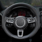 Nappa Leather Car Steering Wheel Cover Non Slip Vehicle Steering Wheel Cover Trim Protector, Quick Install Comfy Automotive Interior Decor, Universal fit 14½ to 15 inches Car Pickup SUV