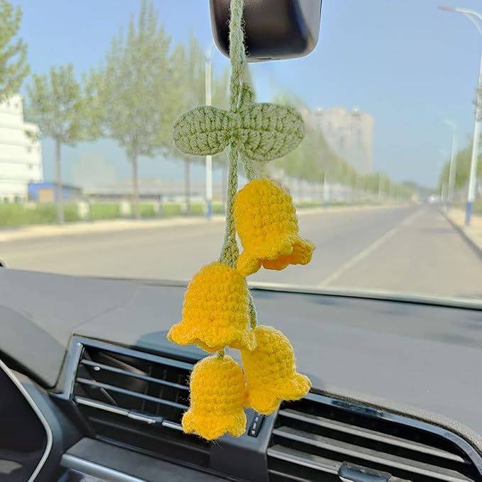 Handmade Knitted Rear View Mirror Pendant Ornament - Cute Car Accessories Aesthetic - Kawaii Decor for Car and Home Decorative Pendants