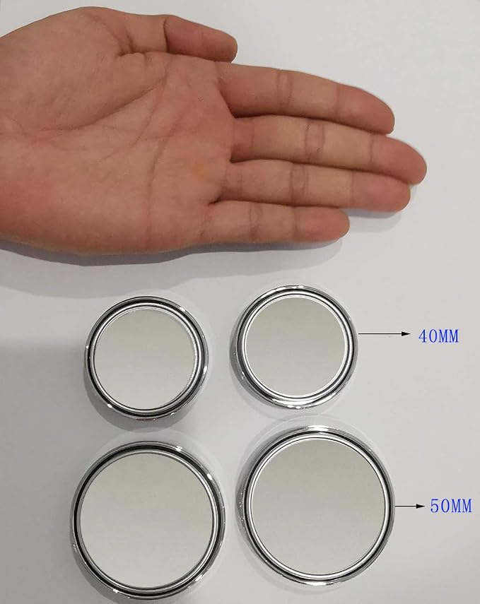 2PCS Mini Small Blind Spot Mirror,Yusheng 1.57"(40mm) Smaller Round HD Glass Convex Rear View Mirror,Strong Adhesive Mirror for Car, Vehicles(1-9/16"(40mm), Silver frame)