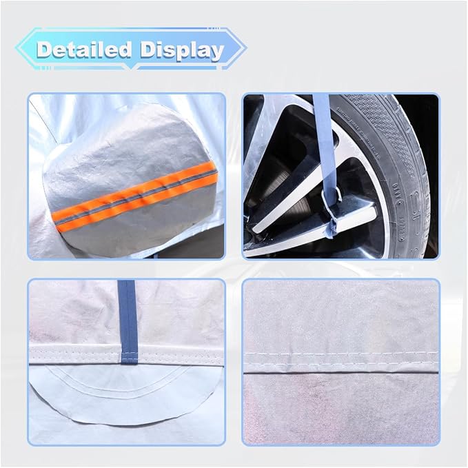 Half Car Cover for SUV, Waterproof & Dustproof & Snowproof Automotive Windshield Covers, All-Weather Auto Sun Protection with Reflective Straps, 161.4" Vehicle Sunroof Cover (SUV)