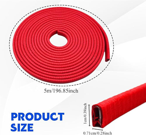 16.4Ft(5M) Car Door Edge Guards, Car Door Protector, U Shape Edge Trim Rubber Anti-Collision Seal Protector, No Glue Required Auto Entry Guard Seal Strips Fit for Trucks SUVs Sedans (Red)