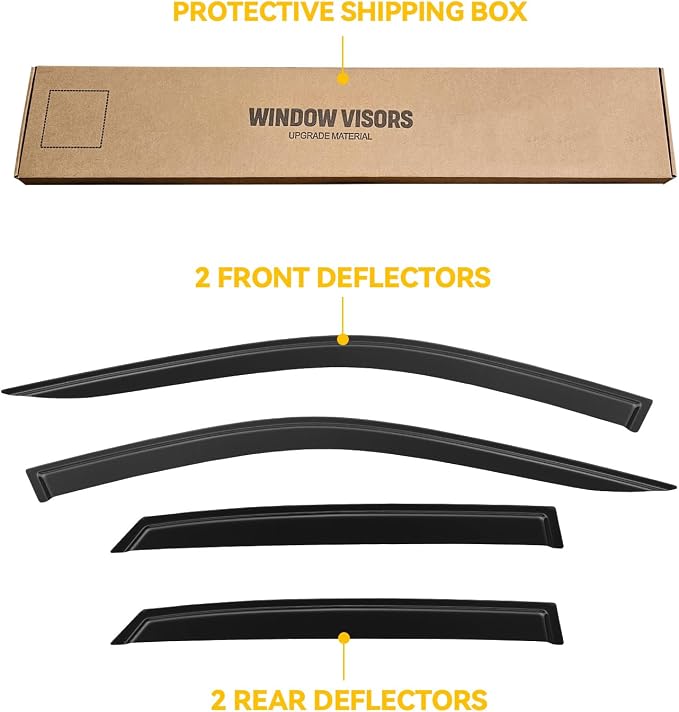 Window Visor for 2022-2025 Honda Civic, Out-Channel Rain Guards Shields Vent Deflector Shade Wind Dark Smoke, Tape-On Outside-Mount 2023 22 23 24, 4PCS