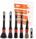 Car Drill Brush, Drill Brush Attachment 5Pcs Detachable Car Care Detailing Brush Set Soft No Scratch Boar Hair Detail Brush Car Care Detail Brush for Air Vent Automotive Interior Exterior -DF075