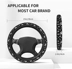 Paw Print Steering Wheel Cover for Women Men with 2 Pcs Car Coasters, Universal 14.5-15 Inch Cute Steering Wheel Covers Non-Slip Car Accessories for Girls
