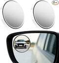 2PCS Blind Spot Mirror, Rear View Mirror Accessories, 2" Round HD Glass Convex 360° Wide Angle Rear View Mirror with ABS Housing, Adjustable Adhesive Side Rearview for Most Vehicles (White)