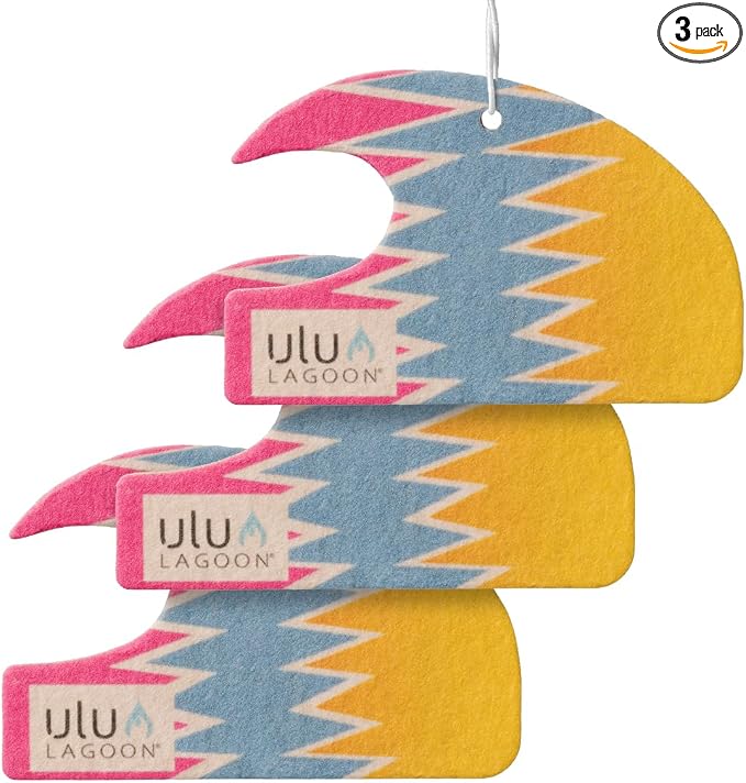 Hanging Car Air Freshener | Tropical Beach Coconut Surf Wax Scent Mini Wave | Long Lasting Car Freshener, Closet and Beyond | Made In USA | 3 Pack (80'S)