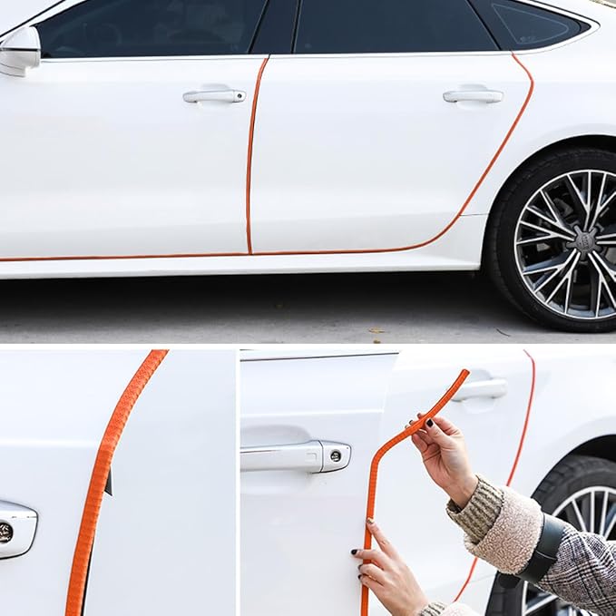 Car Door Protector Edge Guards, Universal Rubber Seal U Shape Car Door Protection, Aluminum Boat Edge Trim Guards No Glue Required, Exterior Accessories Fit for Most Cars (Coffee/10FT)