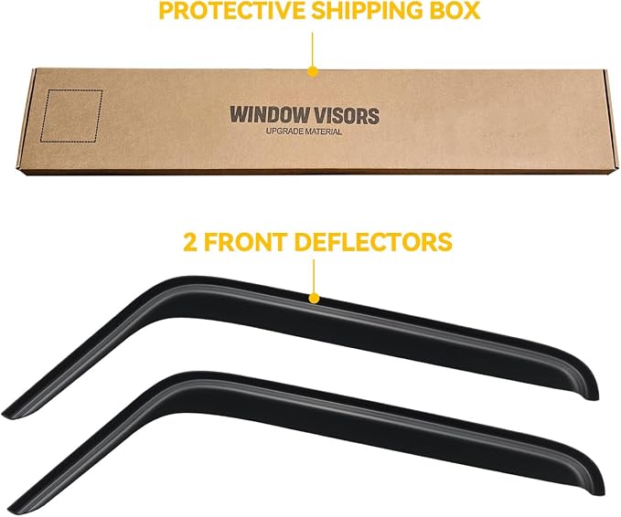 Window Visors for 2007-2018 Jeep Wrangler JK 2-Door, Rain Guards Shields Vent Deflector Shade Wind Dark Smoke 2008 2009 2010 2011 2012 2013 2014 2015 2016 2017, Tape-On, 2PCS