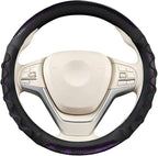 Car Steering Wheel Cover, 14.5-15" Anti-Slip Steering Wheel Protector with 3D Honeycomb Massage Grip, Comfortable Auto Interior Decor Accessories, Universal for SUV Van Truck (Black/Purple)