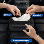 Car Tissue Holder - Standard Pu Leather Napkin Holder for Backseat, Extra Large Organization Fits 120-230 Tissues Per Box, 9.84'' X 4.72'' X 5.91'', Black
