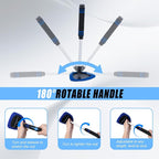 7 PCS Windshield Cleaning Tool, 19" Windshield Cleaner Kit with Extendable Handle, Microfiber Towel Pads, Brush, Empty Spray Bottle for Auto Glass Interior (Blue)