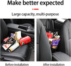 Car Purse Holder - Durable Leather Seat Back Organizer, Front Seat Storage Barrier, Pet & Kids Driver Storage Netting Pouch