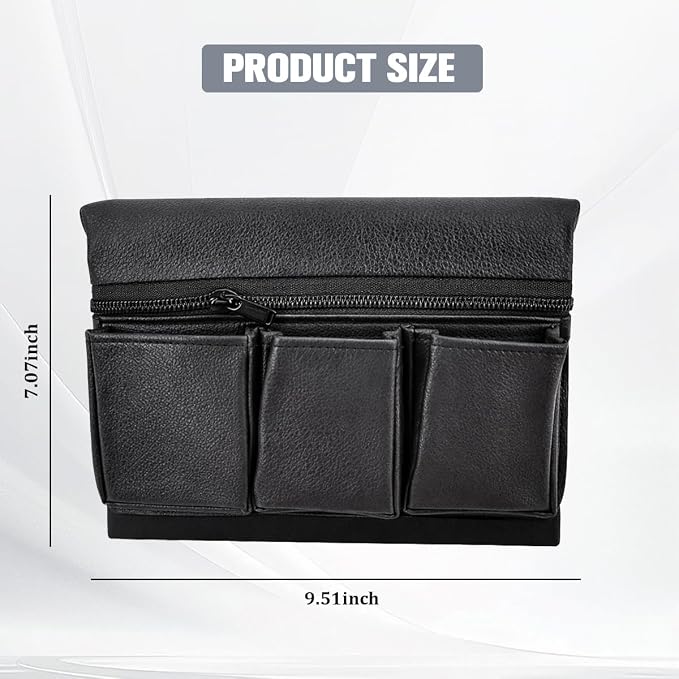 Car Window Side Storage Box, Multifunctional Leather Vehicle Side Door Armrest Pad Organizer with Pockets, Auto Window Arm Elbow Rest Storage Bag, Universal for SUV Van Truck (Black)
