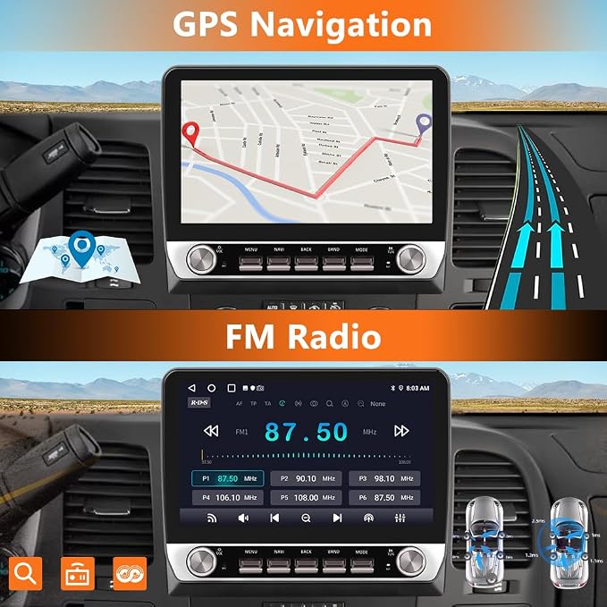 4Core 64GB ROM Car Radio Stereo for Chevy Chevrolet Silverado 2007-2013 Tahoe Equinox GMC Sierra Yukon with Android 13 CarPlay Android Auto Bluetooth FM/AM Backup Camera
