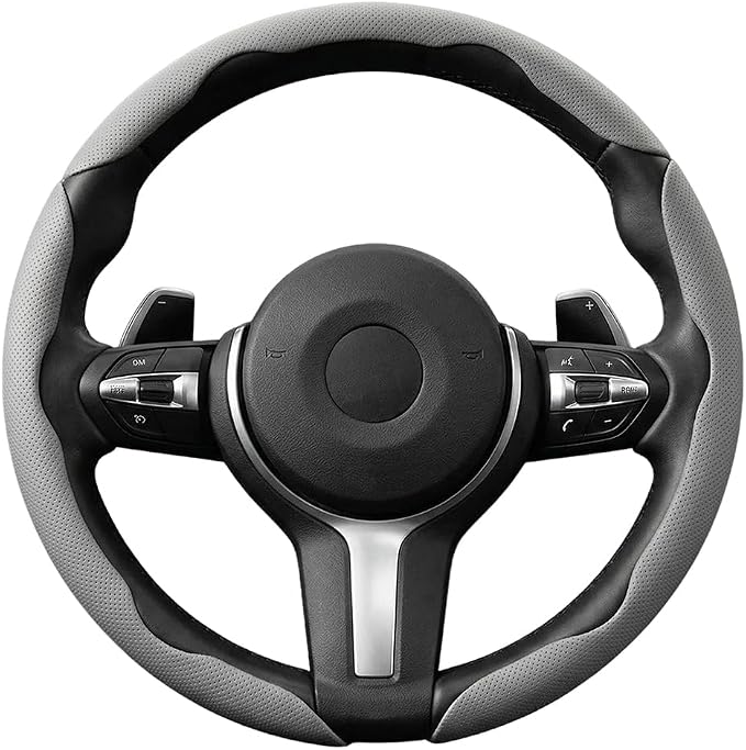 3PCS/Set Car Steering Wheel Cover, Leather Segmented Anti-Slip Automotive Wheel Protector, Soft Breathable Vehicle Steering Protection Covers, Universal Interior Accessories (Gray)