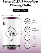 Microfiber Cleaning Cloth Roll-75 Sheets, 12"x12"(DeepPurple) | Super Absorbent, Lint-free, Tear-away Microfiber Towel Roll, for All-Purpose Cleaning